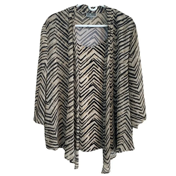 JM Collection Animal Print Matching Set Jacket & Tank XL - Picture 1 of 9